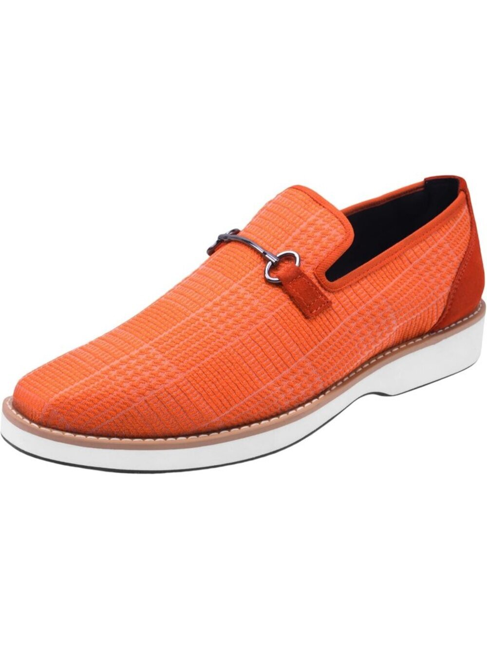 LIBERTYZENO Men's Orange Canva Textile Suede Leather Loafer Tuxedo Slip On Shoes